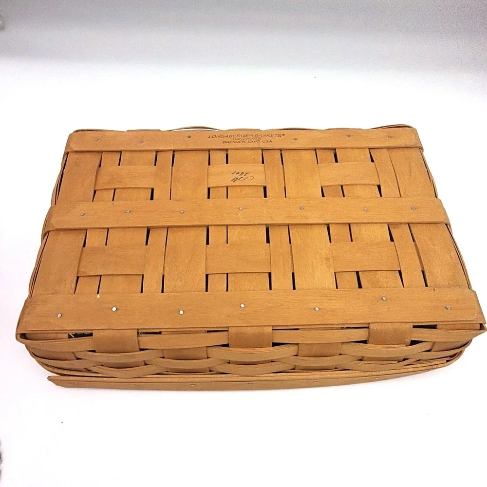 Vtg 1998 Longaberger Rectangular Woven Wood Bread Basket w/ liner